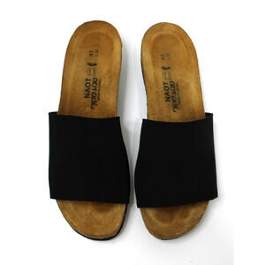 Naot Sandal Women's 41 Black Alana Slide Stretch Cork Suede Comfort Casual